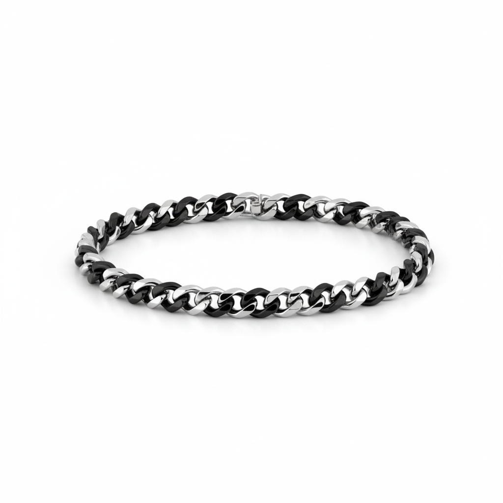 Bracelet Homme Acier IP noir Longueur 21cm
