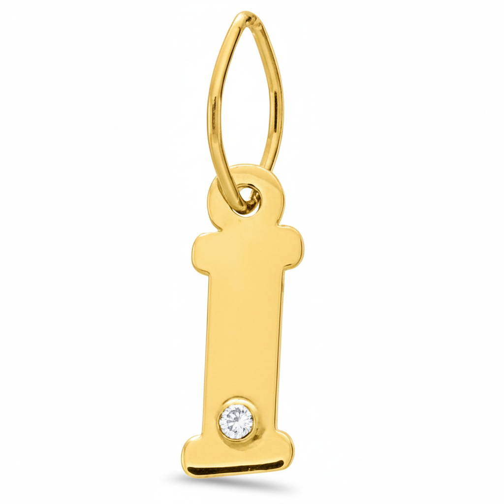 Pendentif Or 18k Diamant 0.01ct GH P1 Lettre I