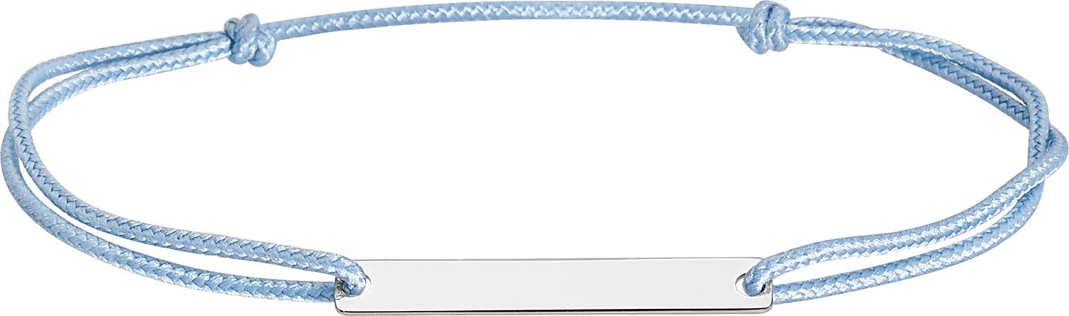 Bracelet Cordon Argent Rhodié bleu