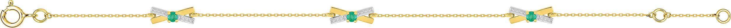 Bracelet Or Rhodié Emeraude
