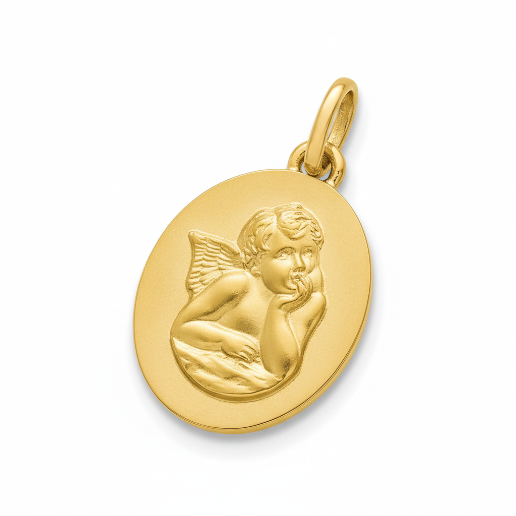 Pendentif Médaille Plaqué Or Ange de Raphaël - Pendentif