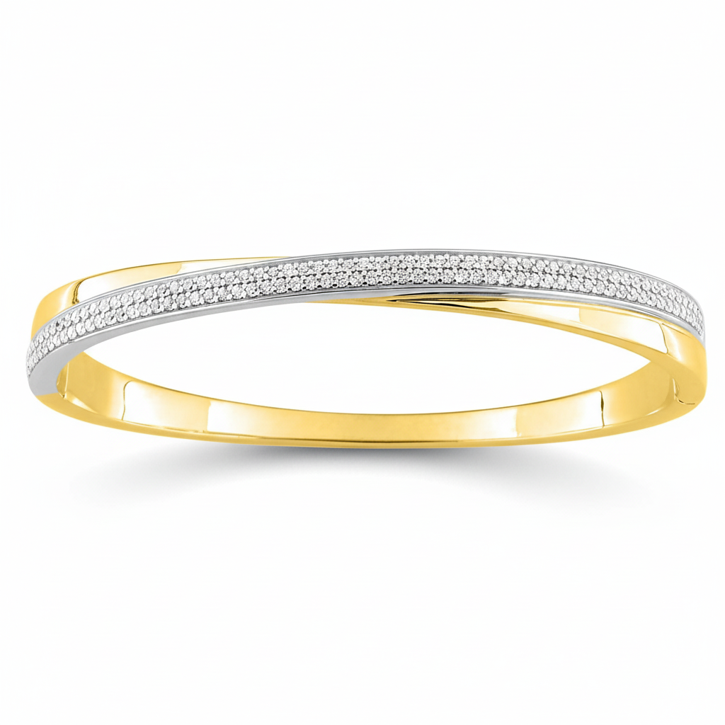 Jonc Plaqué Or Rhodié Zirconium - Bracelet