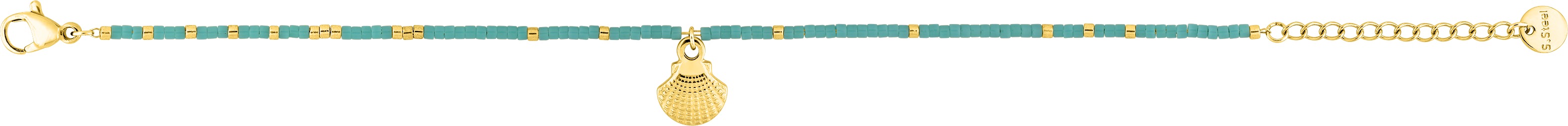 Bracelet Acier Doré Longueur 16cm Cristal Turquois Coquillage