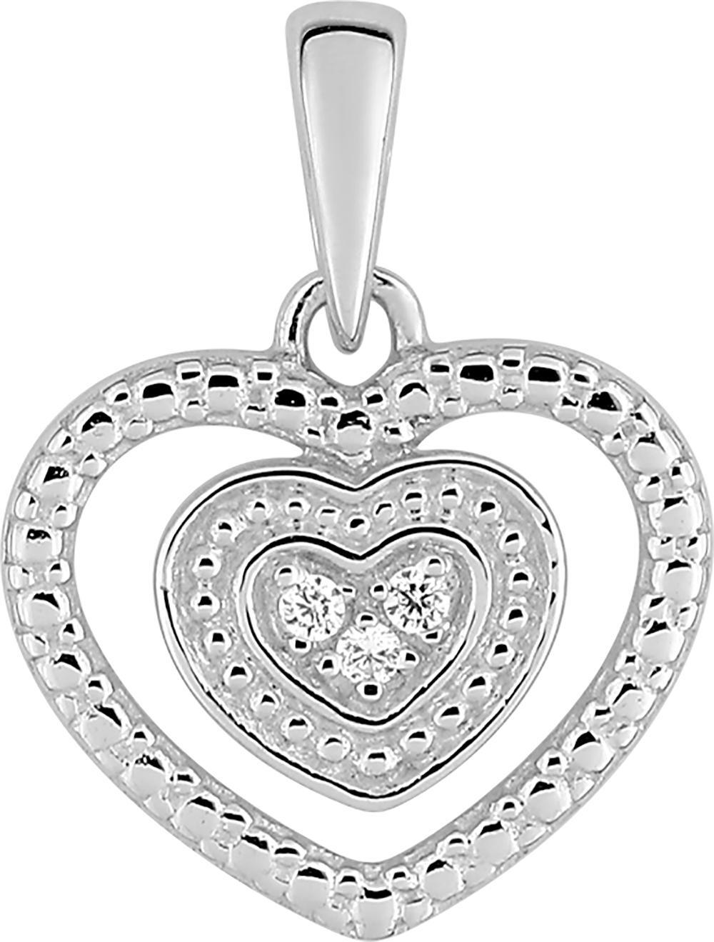 Pendentif Or Blanc Diamant 0.02ct GH P1P2 Coeur