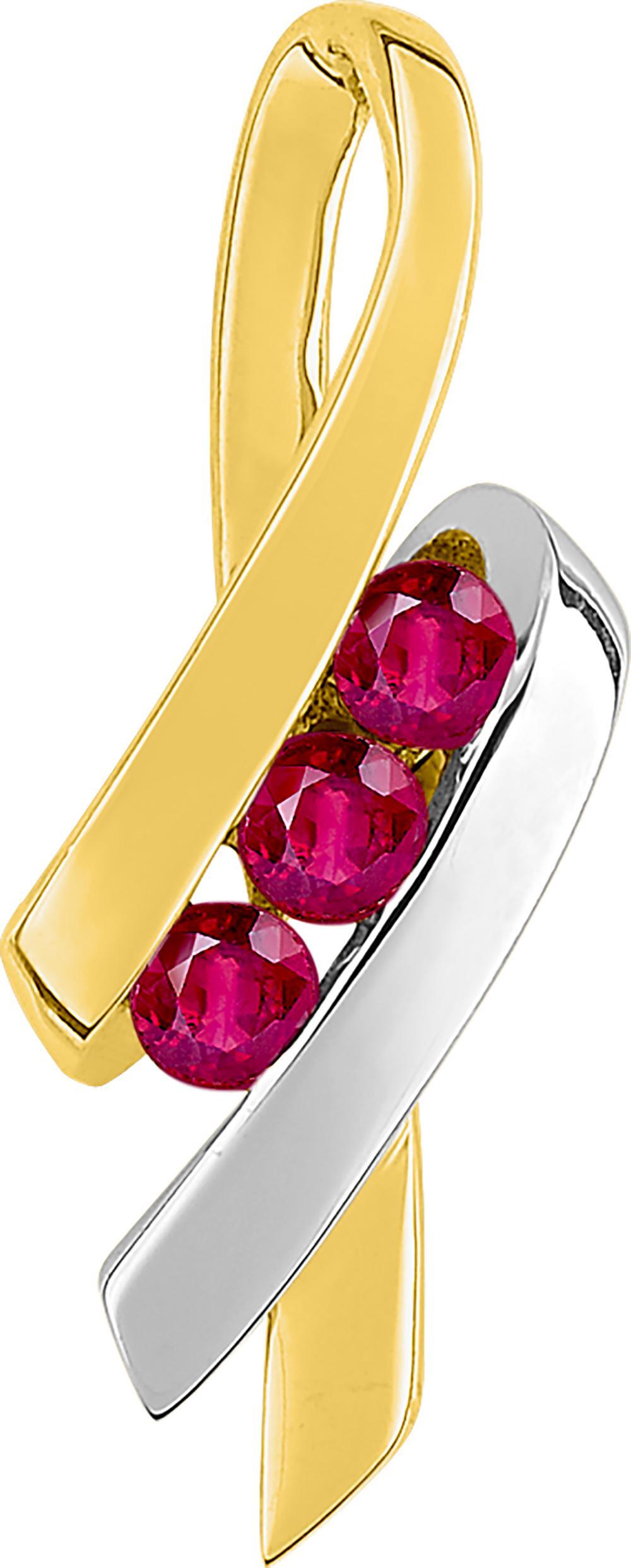 Pendentif Médaille Or Rhodié Rubis