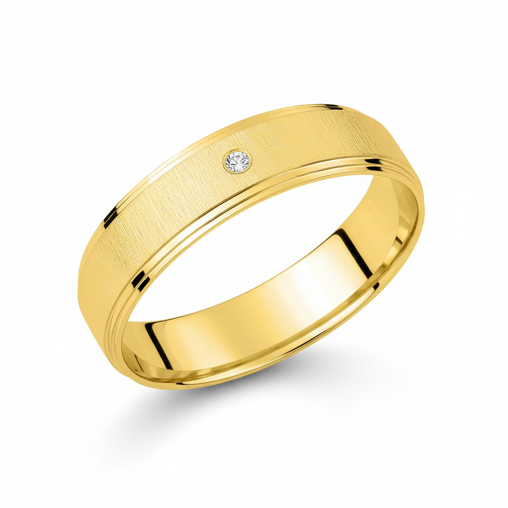 Alliance Or 18k Largeur 4.5mm Diamant 0.01ct GH SI