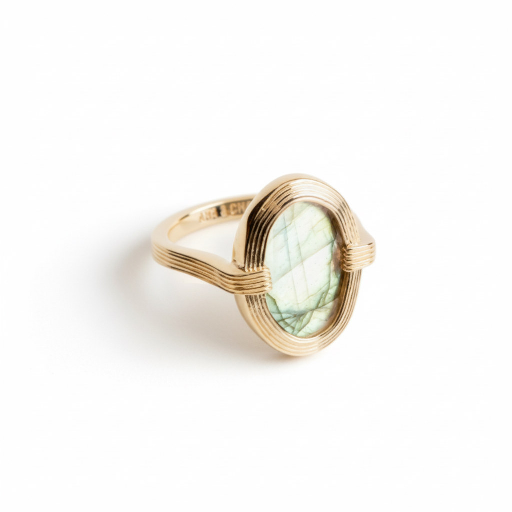 Bague Plaqué Or Labradorite