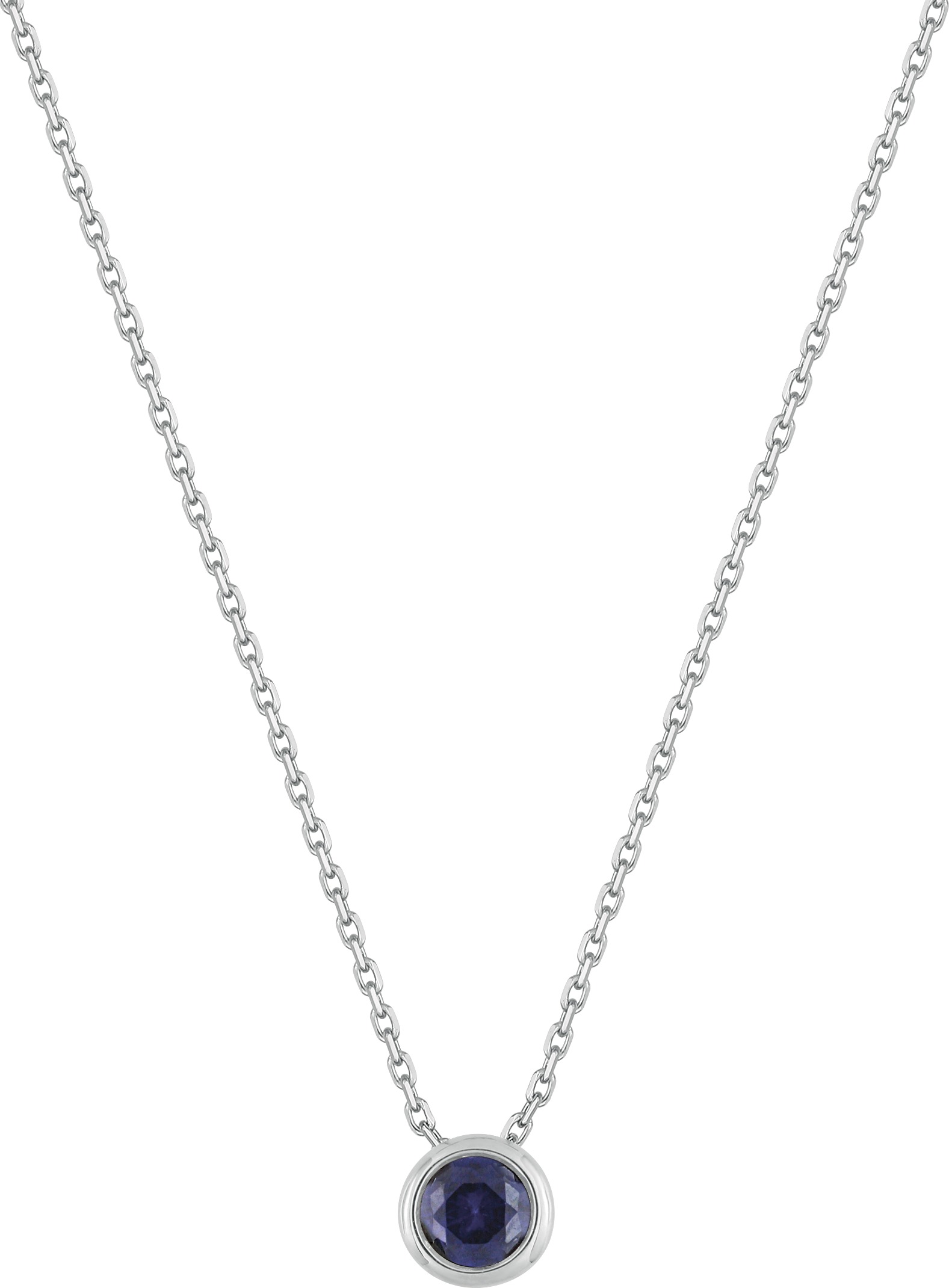 Collier Or Blanc 18k Longueur 40cm Saphir