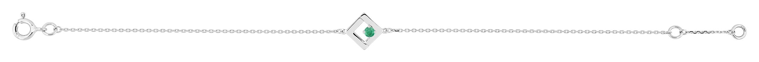 Bracelet Or Blanc 18k Longueur 16.5cm Emeraude