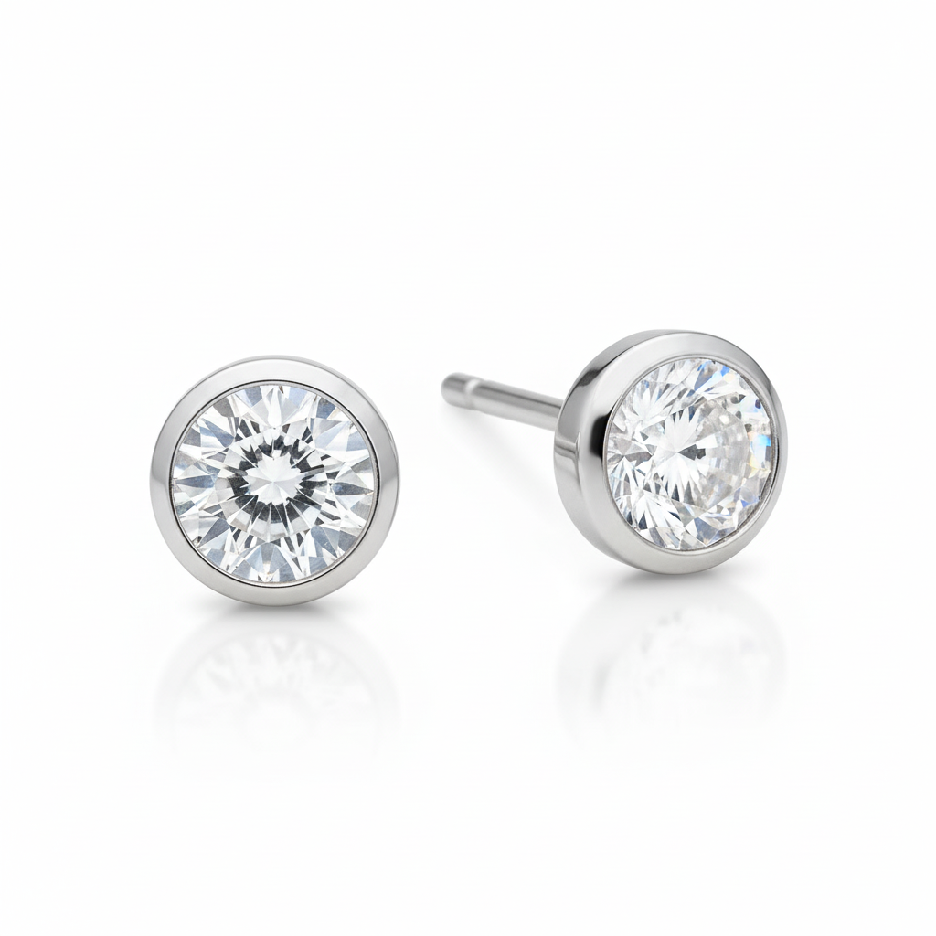 Boucles d'oreilles Clous Argent Rhodié Zirconium - Boucles d'oreilles