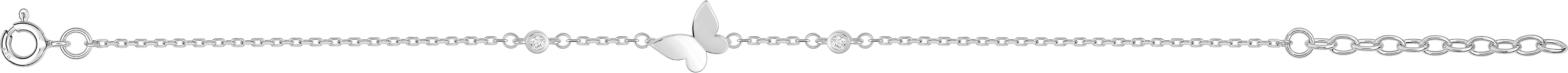 Bracelet Argent Rhodié Longueur 16cm Zirconium Papillon