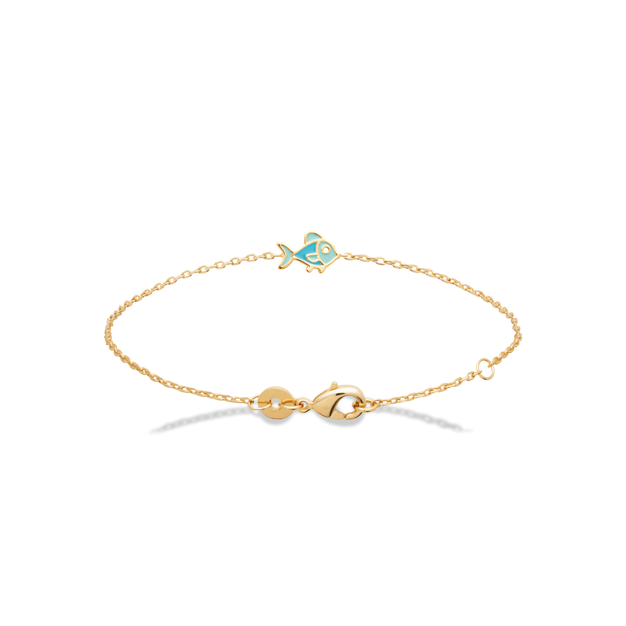 Bracelet Enfant Plaqué Or Turquoise Poisson - Bracelet