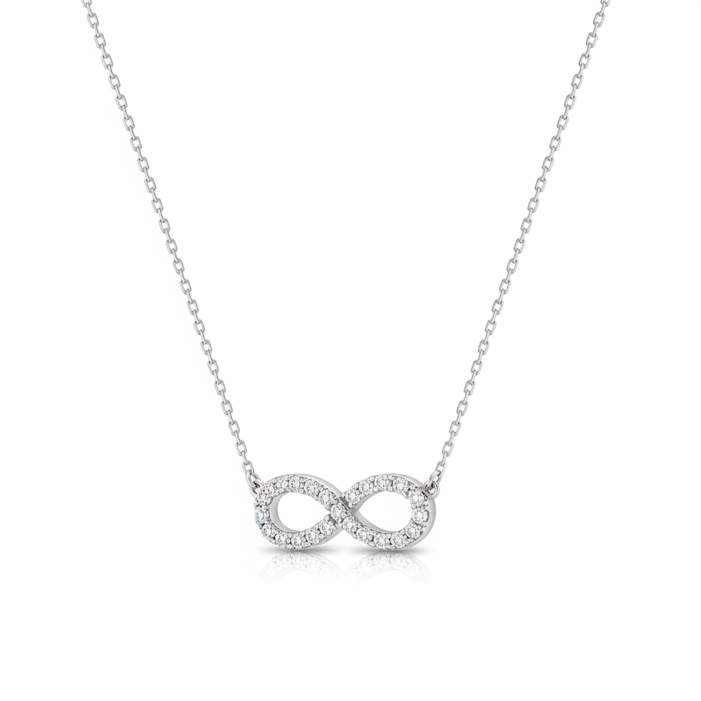 Collier Or Blanc 18k Longueur 42cm Zirconium Infini