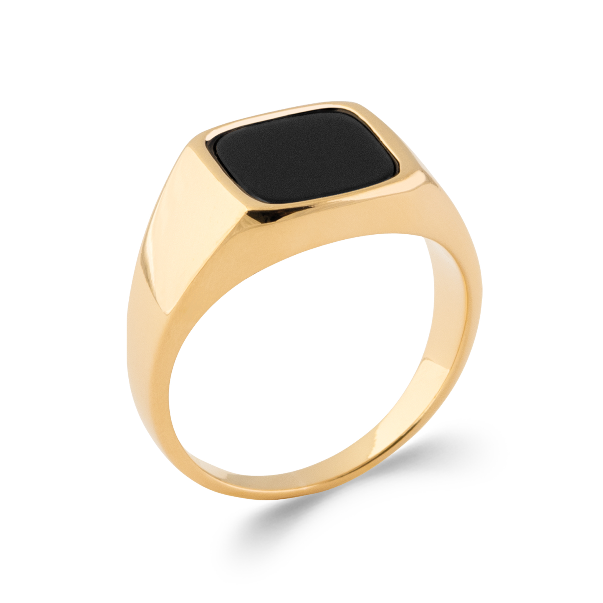Chevalière Homme Plaqué Or Onyx