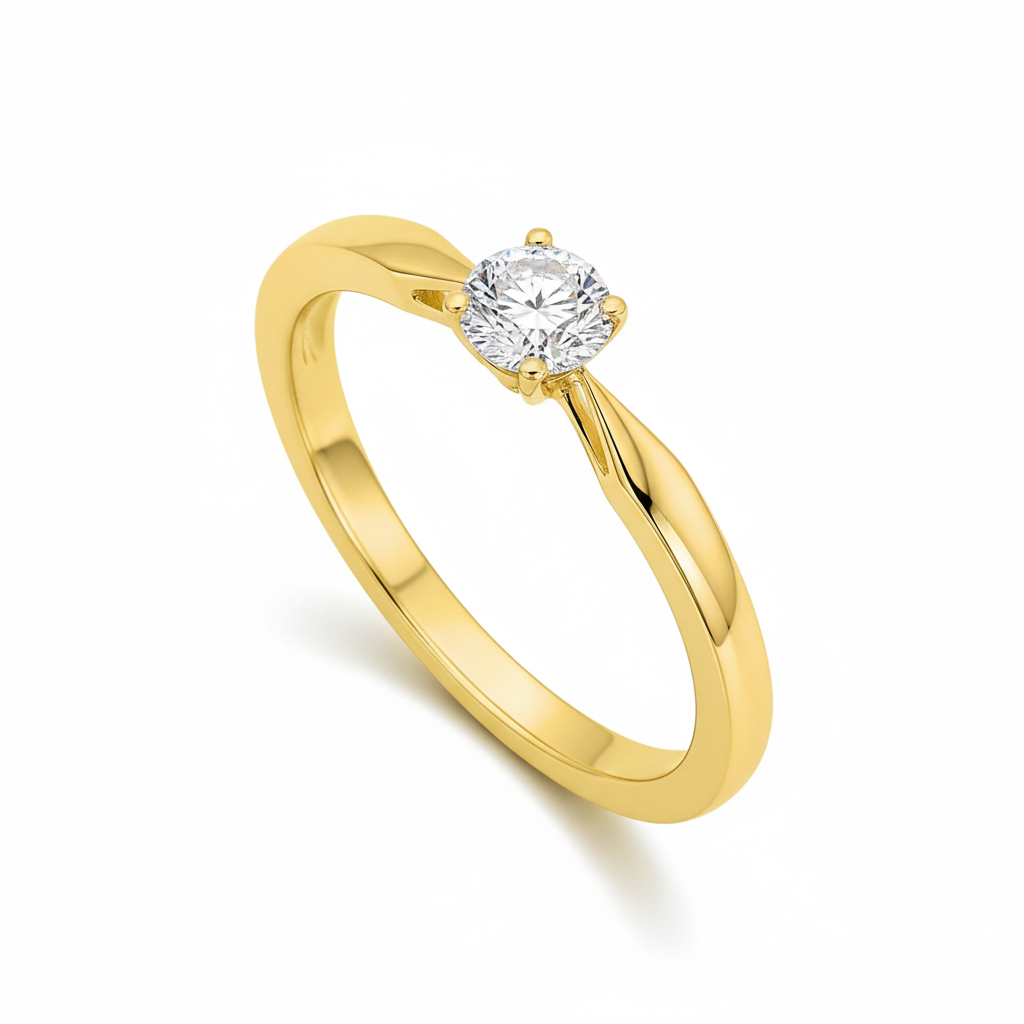 Bague Solitaire Or 18k Diamant 0.3ct GH P1 - Bague