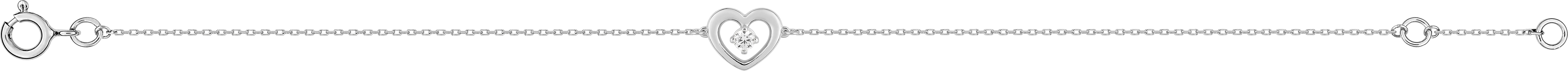Bracelet Or Blanc Longueur 16.5cm Zirconium Coeur