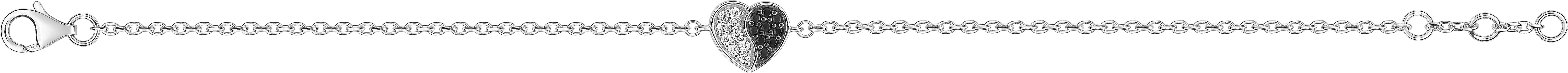 Bracelet Argent Rhodié Longueur 16cm Zirconium Coeur
