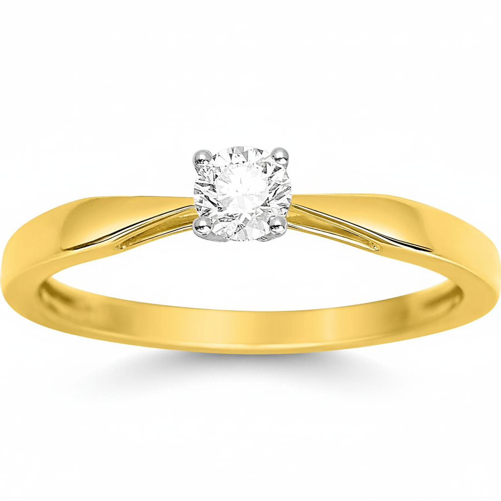 Bague Solitaire Or 18k Diamant 0.23ct GH SI - Bague