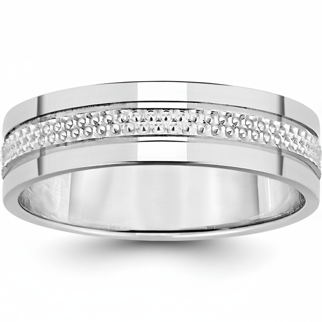 Alliance Homme Argent Rhodié Largeur 5mm - Bague