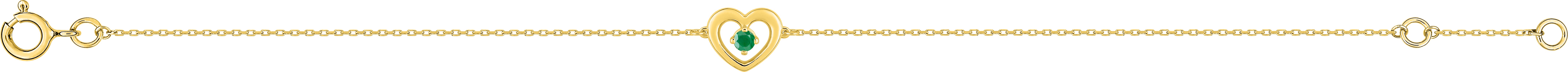 Bracelet Or Longueur 16.5cm Emeraude Coeur
