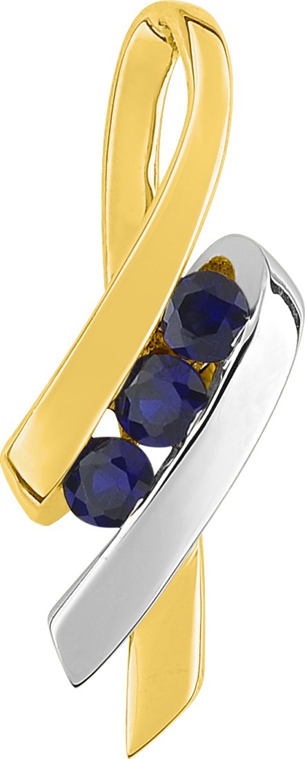 Pendentif Médaille Or Rhodié Saphir