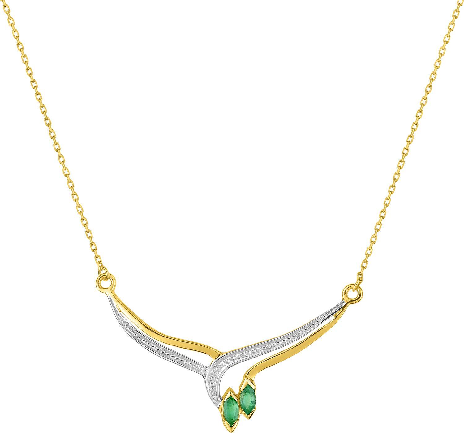 Collier Or Rhodié Emeraude