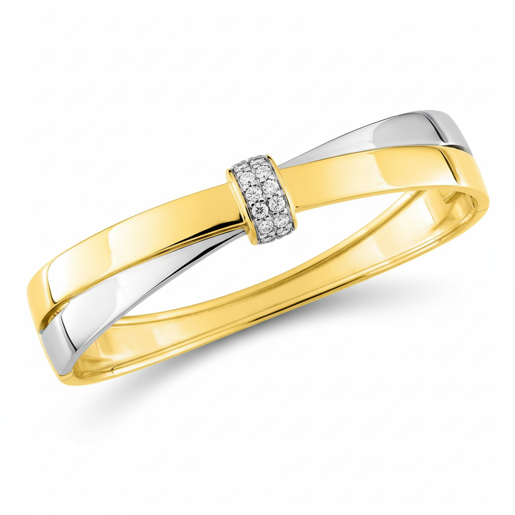 Jonc Plaqué Or Rhodié Zirconium - Bracelet