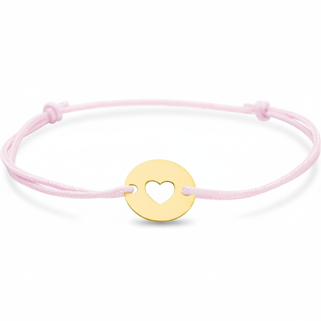 Bracelet Cordon Or rose Coeur - Bracelet