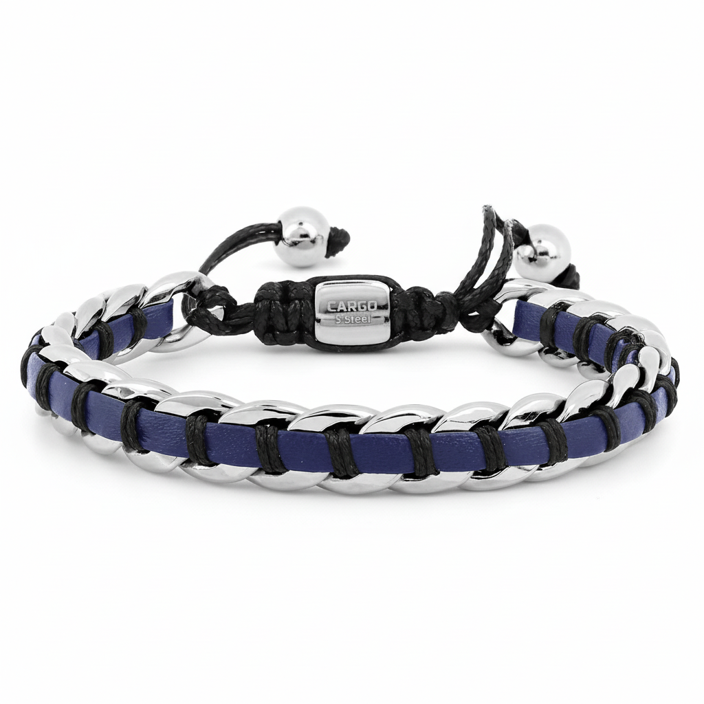 Bracelet Cordon Homme Acier bleu - Bracelet